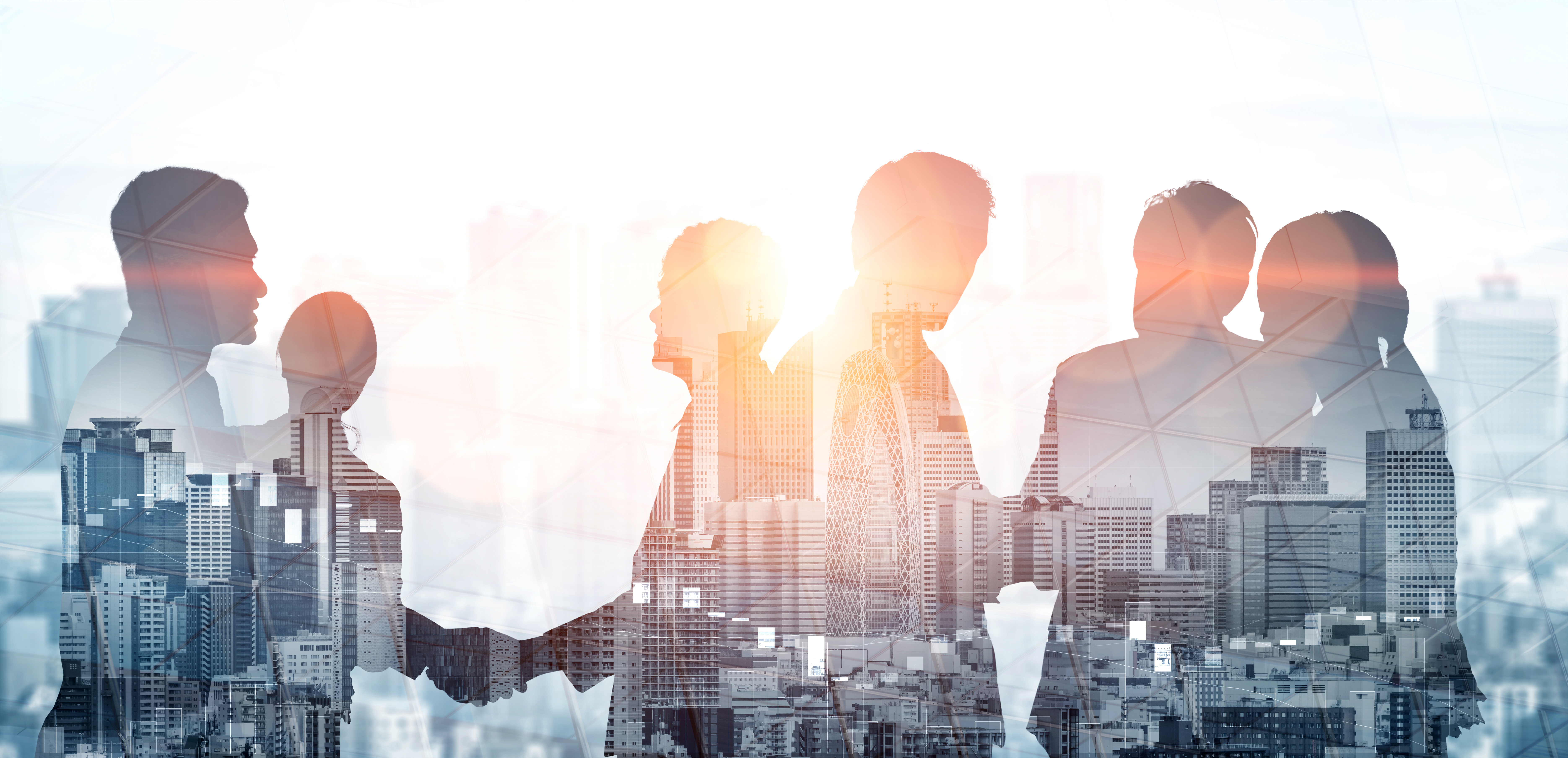 Business-Konferenz und Partnerschaft im Doppelbelichtungsstil